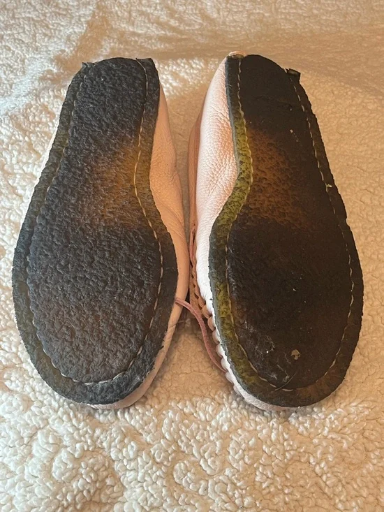 J.Crew Blush Pink Leather Driving Moccasin Loafers Bow Driving Flats Size 9 - Picture 8 of 8